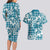 Hibiscus Pakala Ocean Depths Blue Couples Matching Long Sleeve Bodycon Dress and Hawaiian Shirt Tropical Floral Stylized - Polynesian Pride