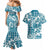 Hibiscus Pakala Ocean Depths Blue Couples Matching Mermaid Dress and Hawaiian Shirt Tropical Floral Stylized - Polynesian Pride