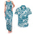 Hibiscus Pakala Ocean Depths Blue Couples Matching Tank Maxi Dress and Hawaiian Shirt Tropical Floral Stylized - Polynesian Pride