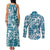 Hibiscus Pakala Ocean Depths Blue Couples Matching Tank Maxi Dress and Long Sleeve Button Shirt Tropical Floral Stylized - Polynesian Pride