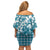 Hibiscus Pakala Ocean Depths Blue Family Matching Off Shoulder Short Dress and Hawaiian Shirt Tropical Floral Stylized - Polynesian Pride