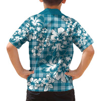 Hibiscus Pakala Ocean Depths Blue Family Matching Puletasi and Hawaiian Shirt Tropical Floral Stylized - Polynesian Pride