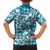 Hibiscus Pakala Ocean Depths Blue Family Matching Short Sleeve Bodycon Dress and Hawaiian Shirt Tropical Floral Stylized - Polynesian Pride