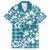 Hibiscus Pakala Ocean Depths Blue Family Matching Short Sleeve Bodycon Dress and Hawaiian Shirt Tropical Floral Stylized - Polynesian Pride
