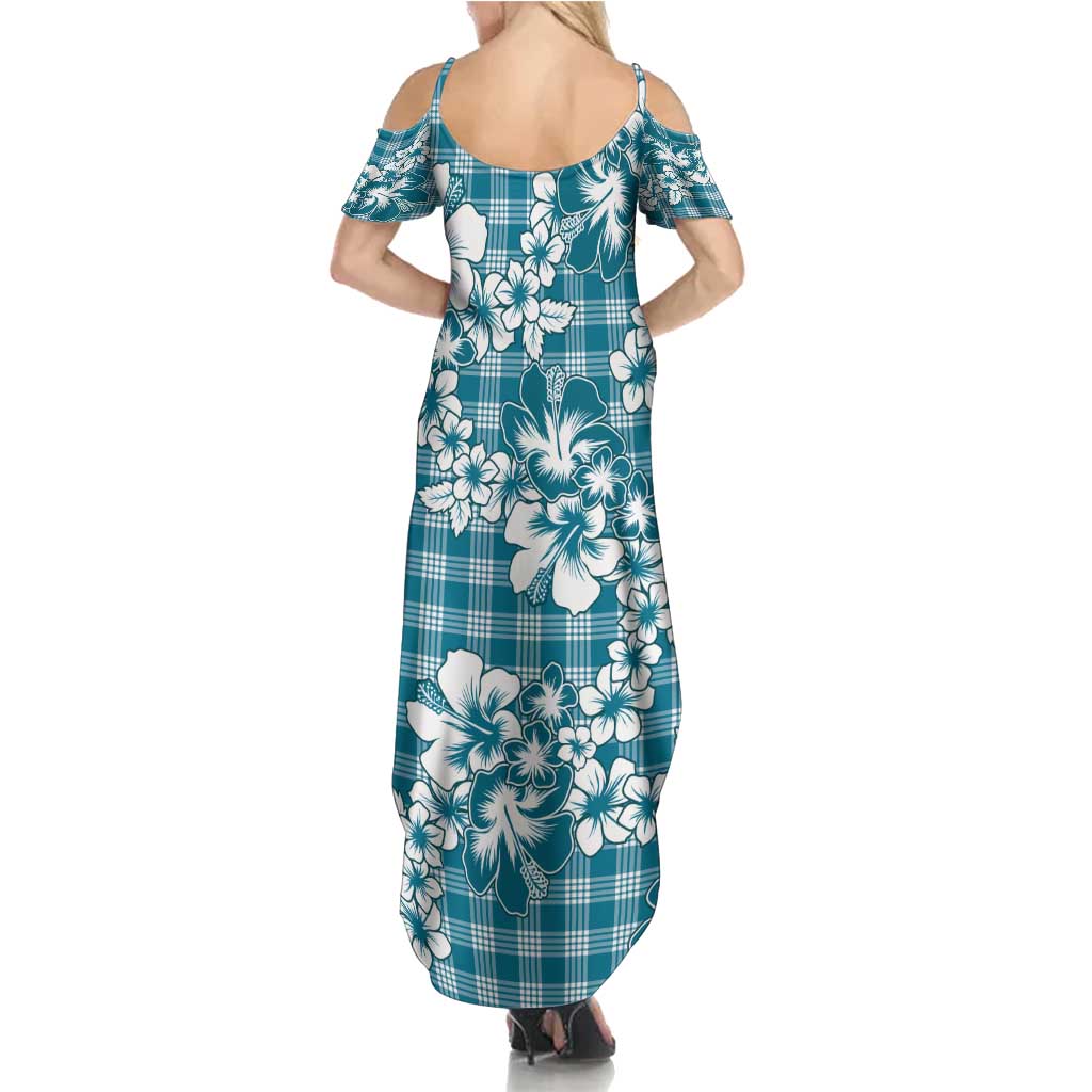Hibiscus Pakala Ocean Depths Blue Family Matching Summer Maxi Dress and Hawaiian Shirt Tropical Floral Stylized - Polynesian Pride