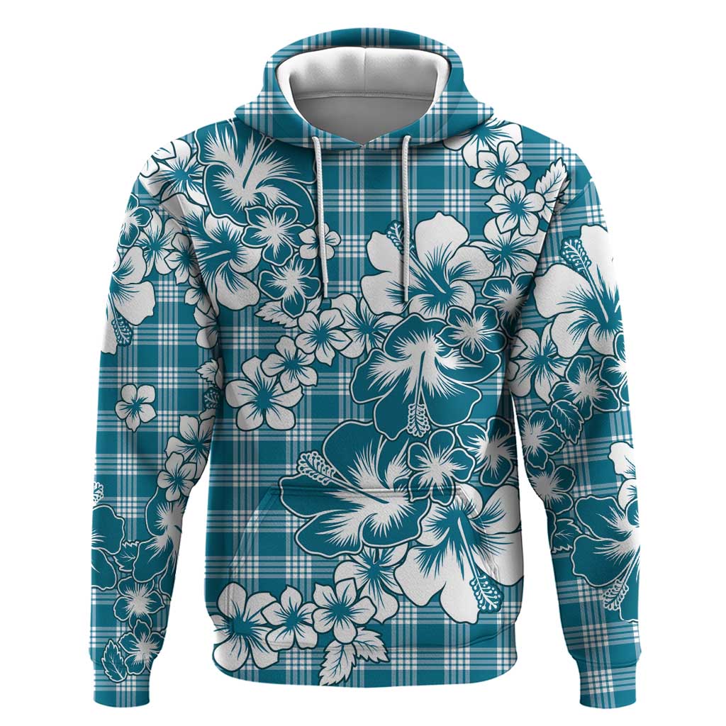 Hibiscus Pakala Ocean Depths Blue Hoodie Tropical Floral Stylized - Polynesian Pride