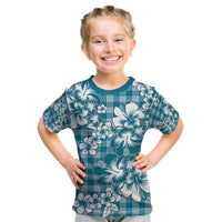 Hibiscus Pakala Ocean Depths Blue Kid T Shirt Tropical Floral Stylized LT01 Blue - Polynesian Pride