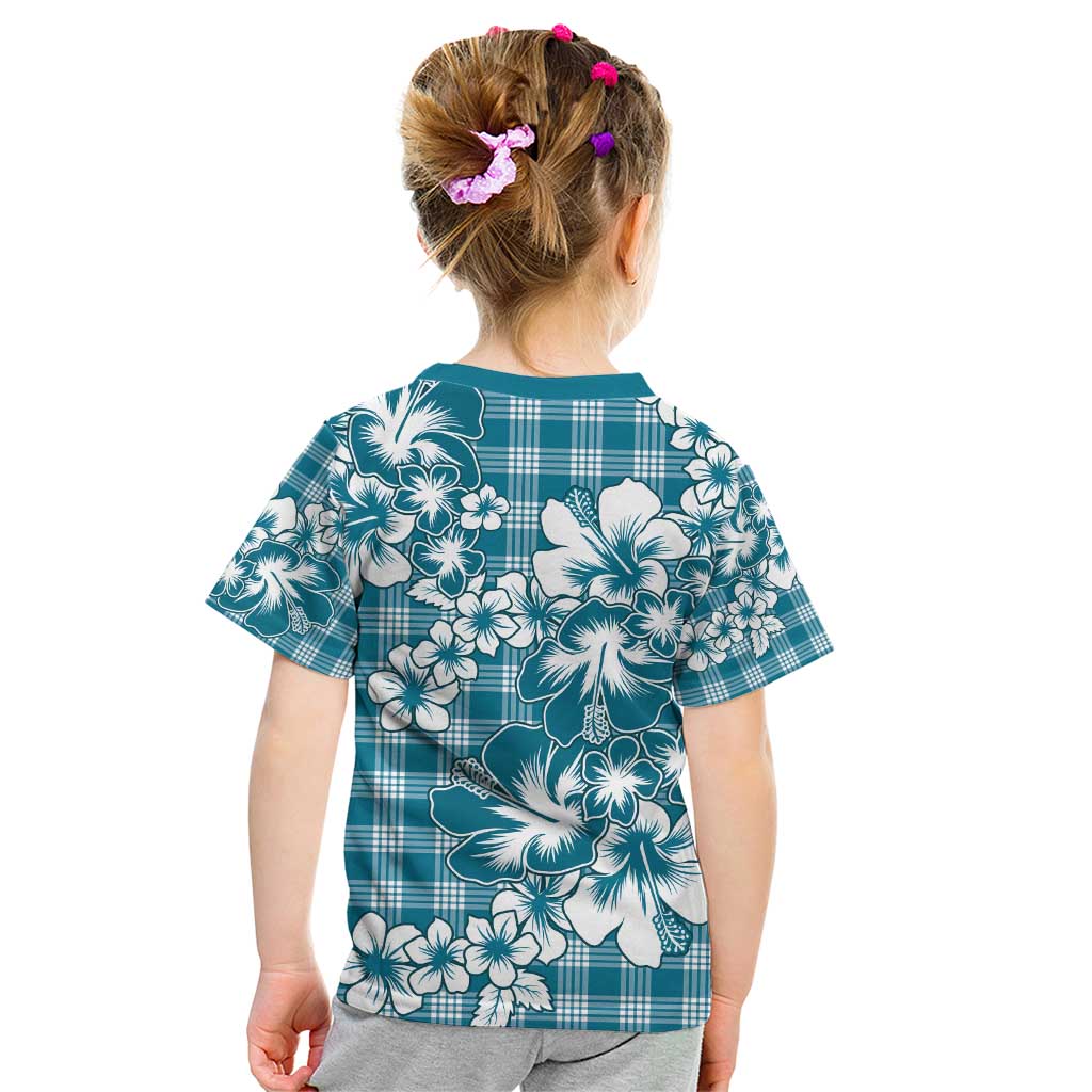Hibiscus Pakala Ocean Depths Blue Kid T Shirt Tropical Floral Stylized LT01 - Polynesian Pride