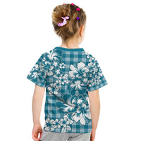 Hibiscus Pakala Ocean Depths Blue Kid T Shirt Tropical Floral Stylized LT01 - Polynesian Pride