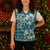 Hibiscus Pakala Ocean Depths Blue Christmas Knitted V-Neck Vest Tropical Floral Stylized - Polynesian Pride