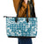 Hibiscus Pakala Ocean Depths Blue Leather Tote Bag Tropical Floral Stylized - Polynesian Pride