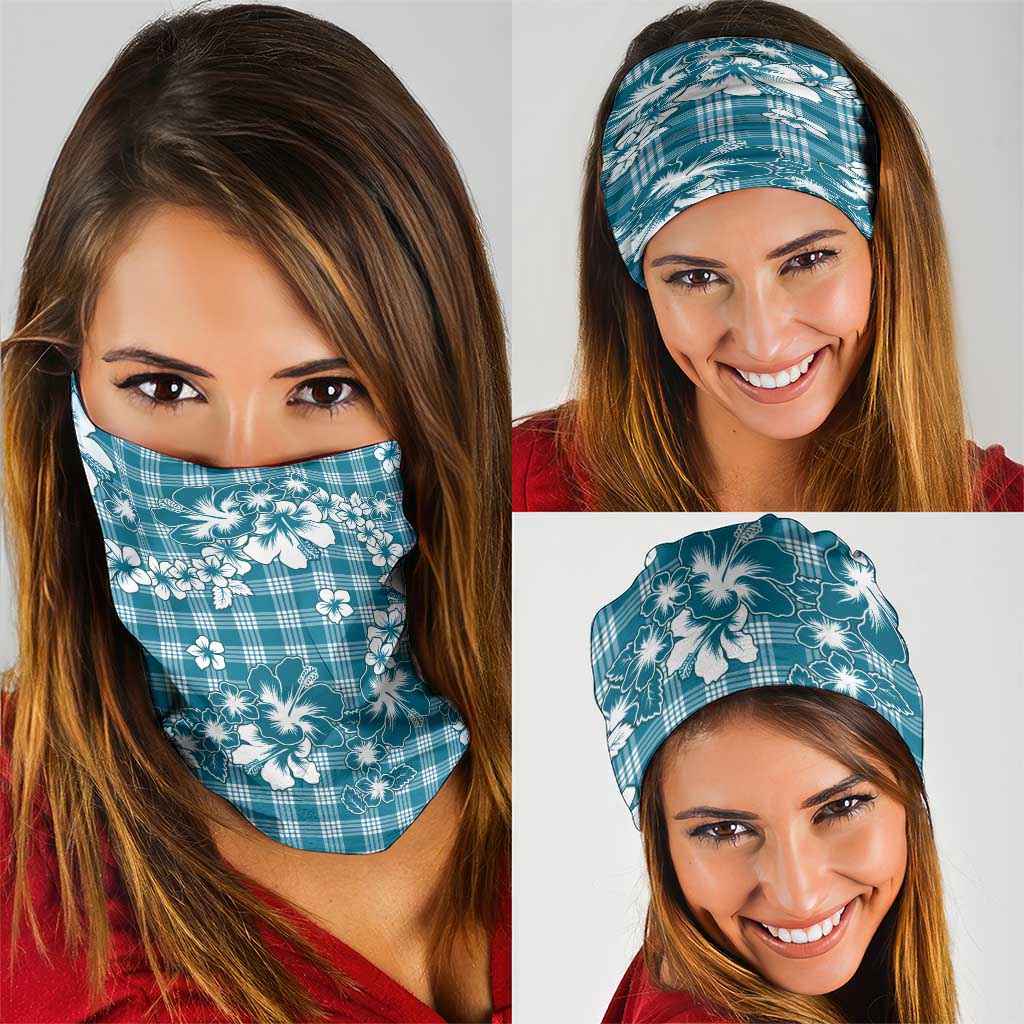 Hibiscus Pakala Ocean Depths Blue Neck Gaiter Tropical Floral Stylized - Polynesian Pride