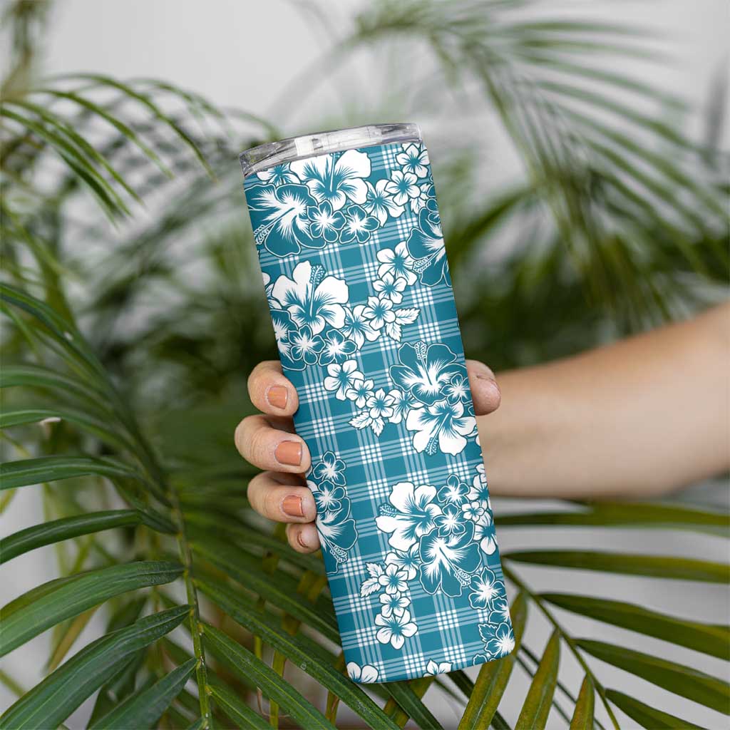 Hibiscus Pakala Ocean Depths Blue Skinny Tumbler Tropical Floral Stylized - Polynesian Pride