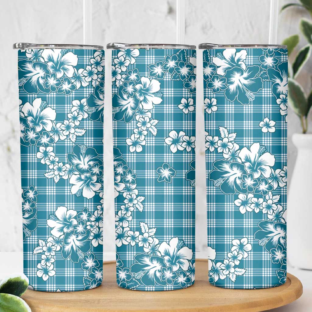 Hibiscus Pakala Ocean Depths Blue Skinny Tumbler Tropical Floral Stylized - Polynesian Pride