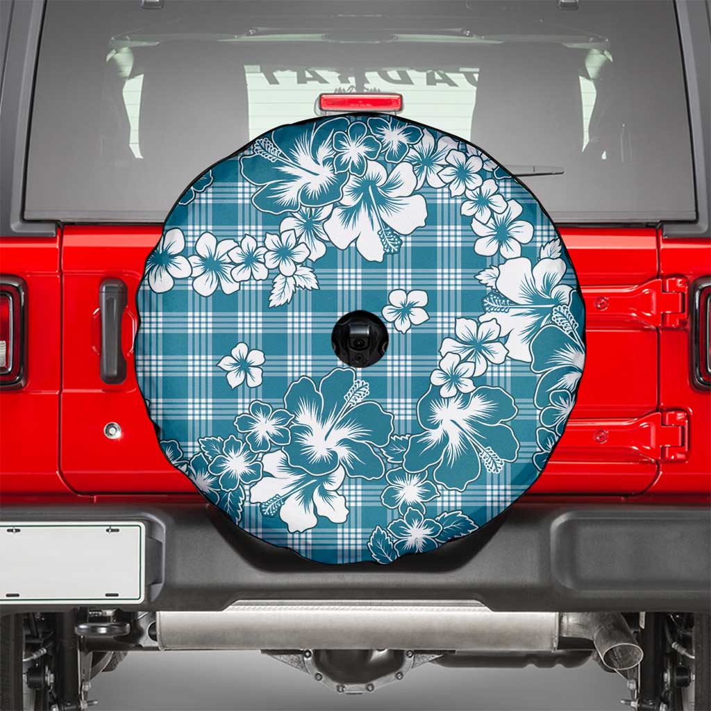 Hibiscus Pakala Ocean Depths Blue Spare Tire Cover Tropical Floral Stylized - Polynesian Pride