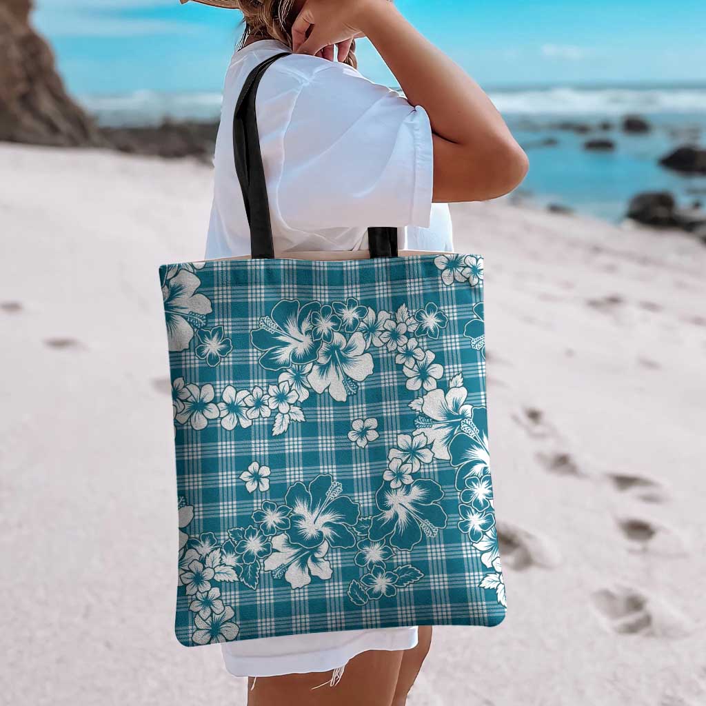 Hibiscus Pakala Ocean Depths Blue Tote Bag Tropical Floral Stylized - Polynesian Pride