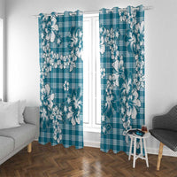 Hibiscus Pakala Ocean Depths Blue Window Curtain Tropical Floral Stylized - Polynesian Pride