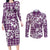 Hibiscus Pakala Sweetie Purple Couples Matching Long Sleeve Bodycon Dress and Long Sleeve Button Shirt Tropical Floral Stylized - Polynesian Pride