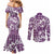 Hibiscus Pakala Sweetie Purple Couples Matching Mermaid Dress and Long Sleeve Button Shirt Tropical Floral Stylized - Polynesian Pride