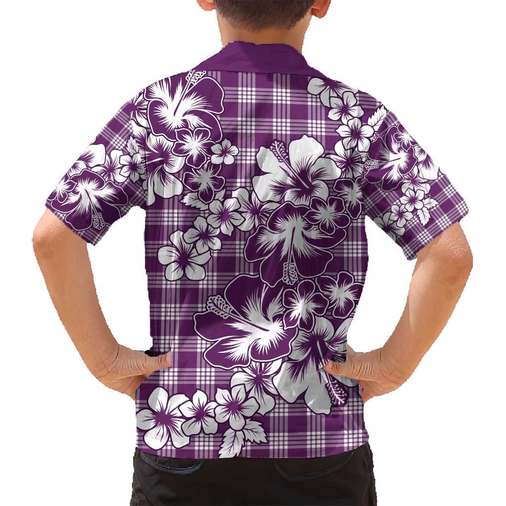 Hibiscus Pakala Sweetie Purple Family Matching Long Sleeve Bodycon Dress and Hawaiian Shirt Tropical Floral Stylized - Polynesian Pride