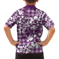 Hibiscus Pakala Sweetie Purple Family Matching Off Shoulder Short Dress and Hawaiian Shirt Tropical Floral Stylized - Polynesian Pride