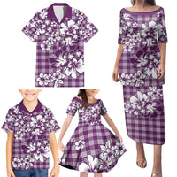 Hibiscus Pakala Sweetie Purple Family Matching Puletasi and Hawaiian Shirt Tropical Floral Stylized - Polynesian Pride