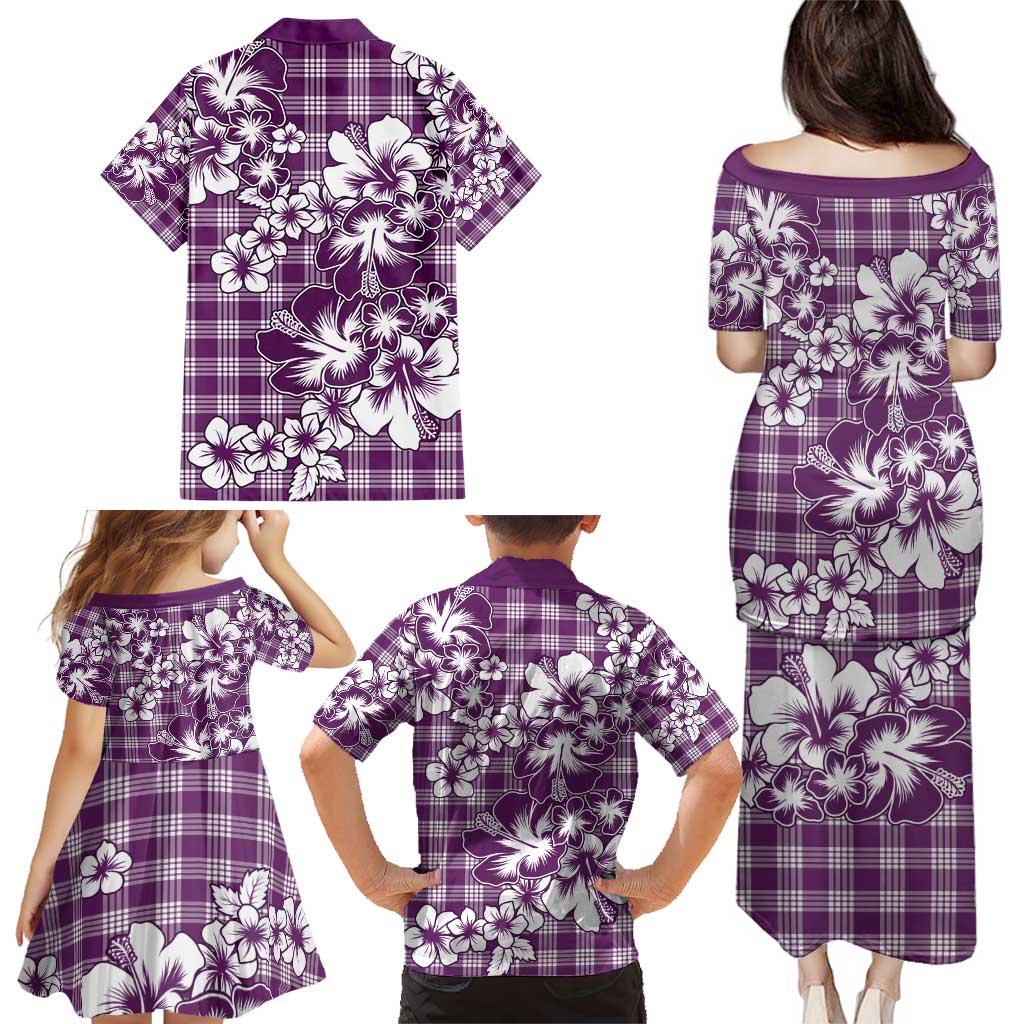 Hibiscus Pakala Sweetie Purple Family Matching Puletasi and Hawaiian Shirt Tropical Floral Stylized - Polynesian Pride
