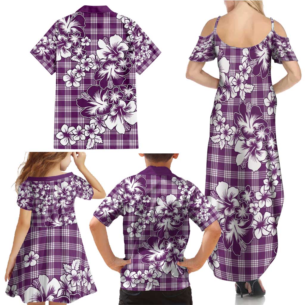 Hibiscus Pakala Sweetie Purple Family Matching Summer Maxi Dress and Hawaiian Shirt Tropical Floral Stylized - Polynesian Pride