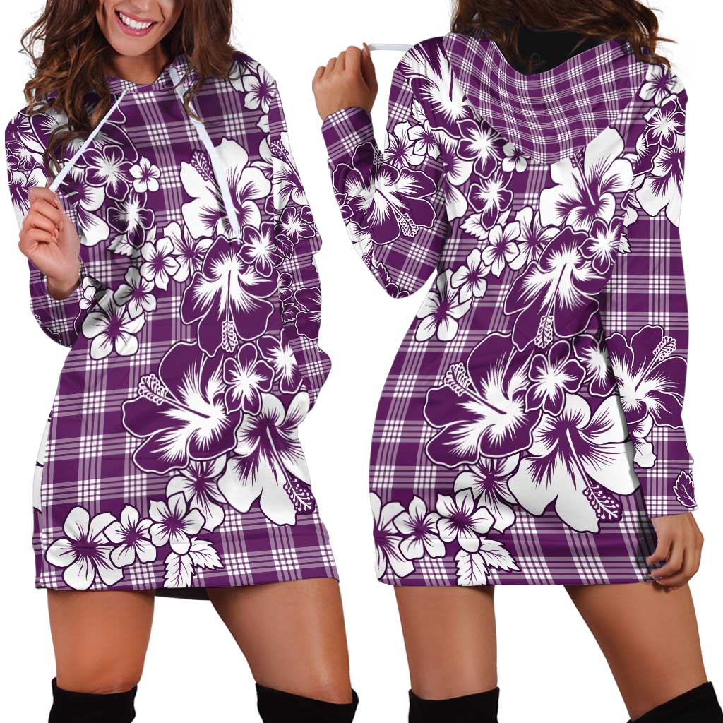 Hibiscus Pakala Sweetie Purple Hoodie Dress Tropical Floral Stylized - Polynesian Pride