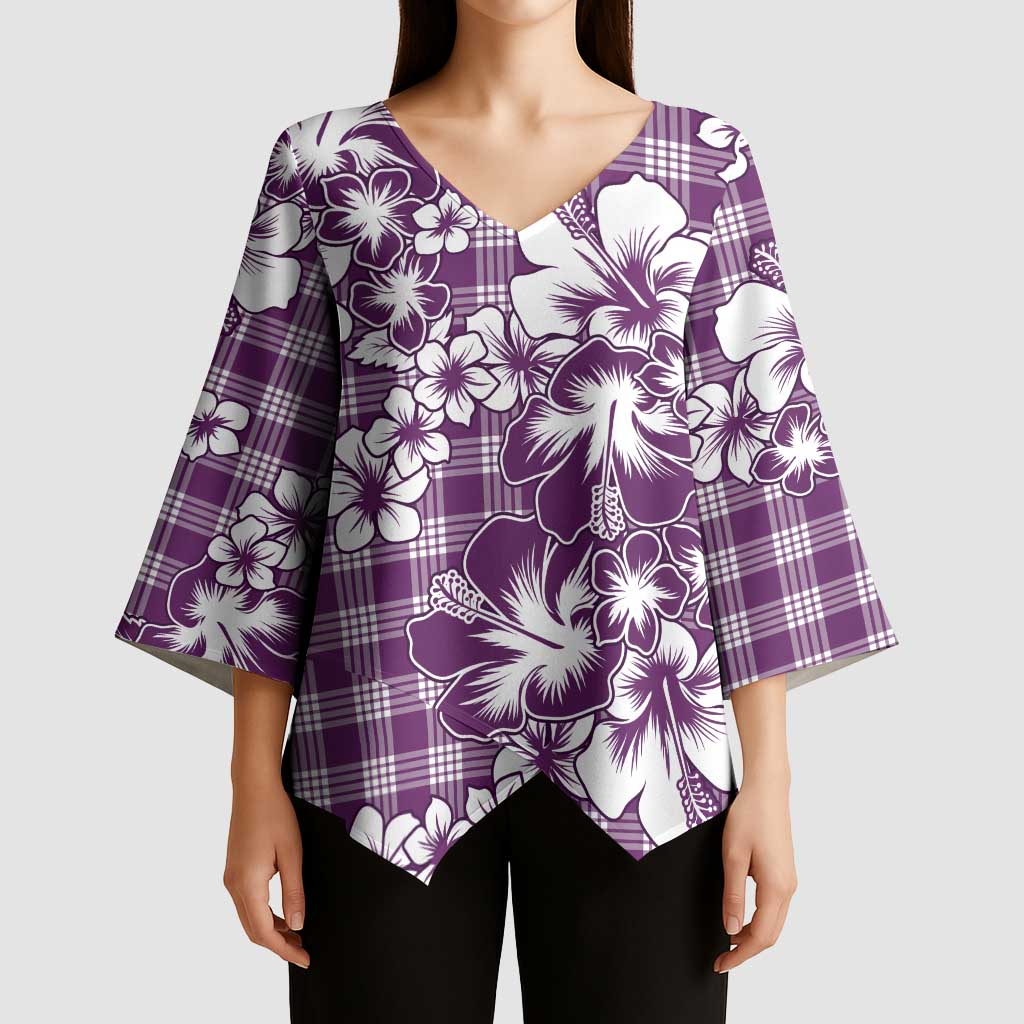 Hibiscus Pakala Sweetie Purple Kimono Sleeve Blouse Tropical Floral Stylized - Polynesian Pride