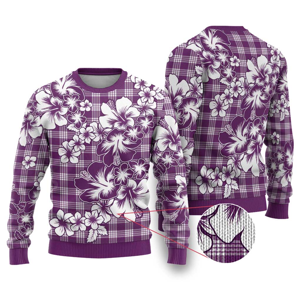 Hibiscus Pakala Sweetie Purple Ugly Christmas Sweater Tropical Floral Stylized - Polynesian Pride