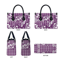 Hibiscus Pakala Sweetie Purple Leather Bag Tropical Floral Stylized - Polynesian Pride