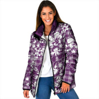 Hibiscus Pakala Sweetie Purple Padded Jacket Tropical Floral Stylized - Polynesian Pride