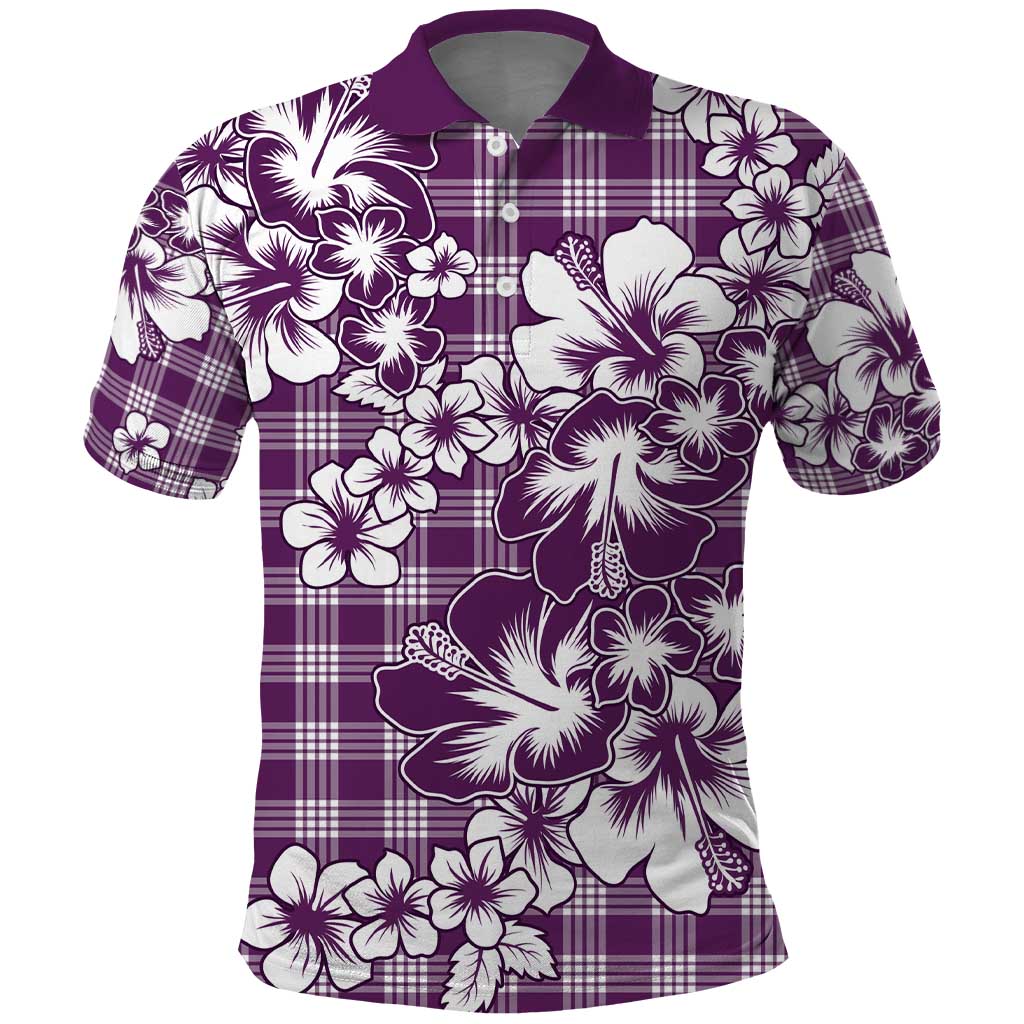 Hibiscus Pakala Sweetie Purple Polo Shirt Tropical Floral Stylized - Polynesian Pride