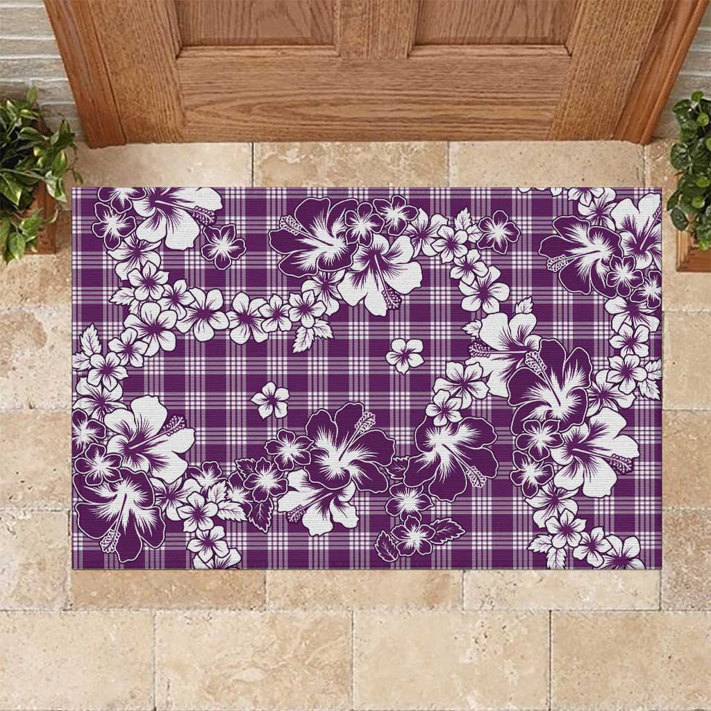 Hibiscus Pakala Sweetie Purple Rubber Doormat Tropical Floral Stylized - Polynesian Pride