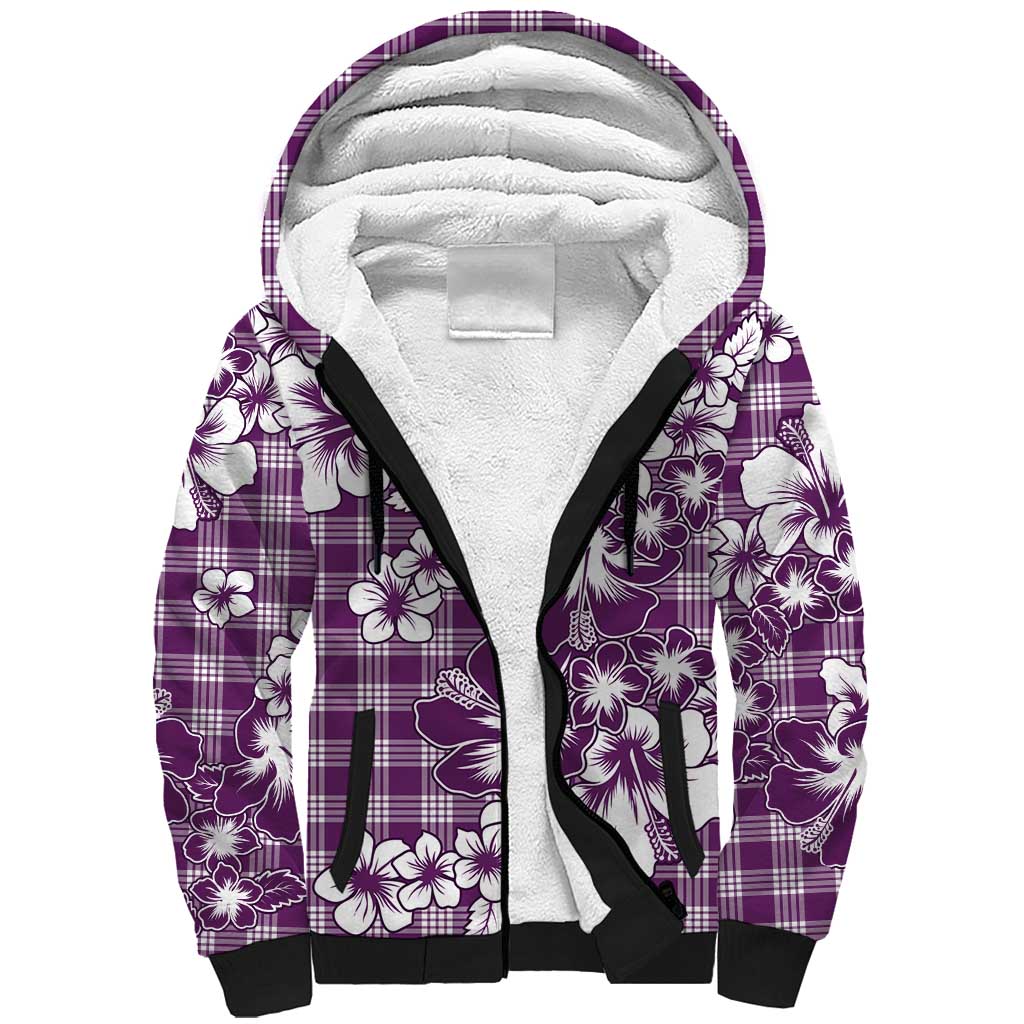 Hibiscus Pakala Sweetie Purple Sherpa Hoodie Tropical Floral Stylized - Polynesian Pride