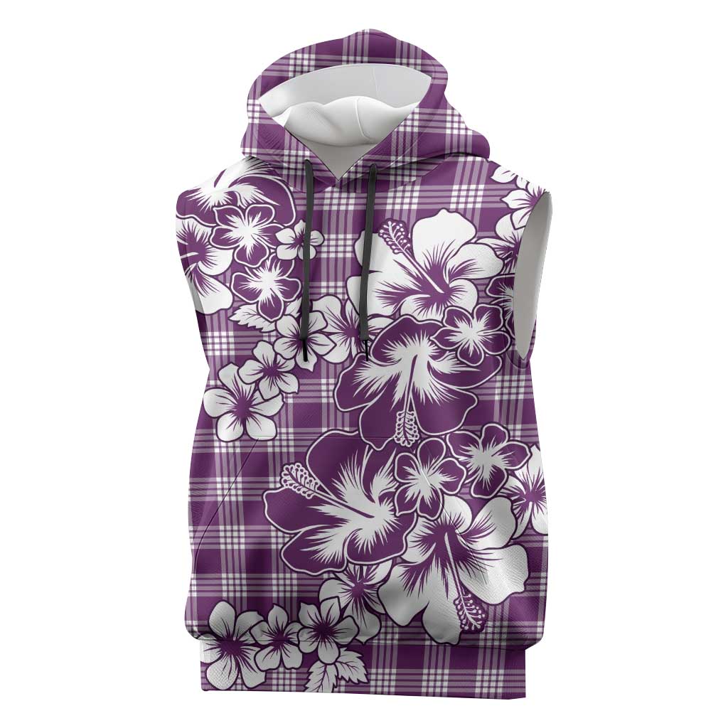 Hibiscus Pakala Sweetie Purple Sleeveless Hoodie Tropical Floral Stylized - Polynesian Pride
