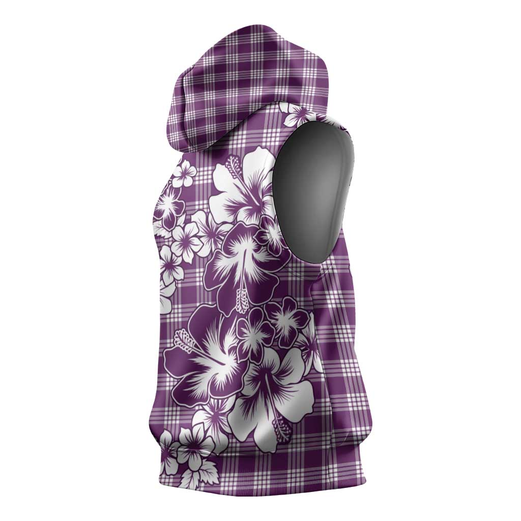 Hibiscus Pakala Sweetie Purple Sleeveless Hoodie Tropical Floral Stylized - Polynesian Pride