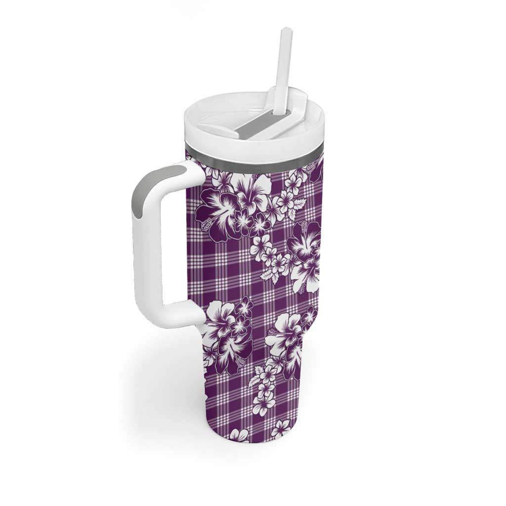 Hibiscus Pakala Sweetie Purple Tumbler With Handle Tropical Floral Stylized - Polynesian Pride