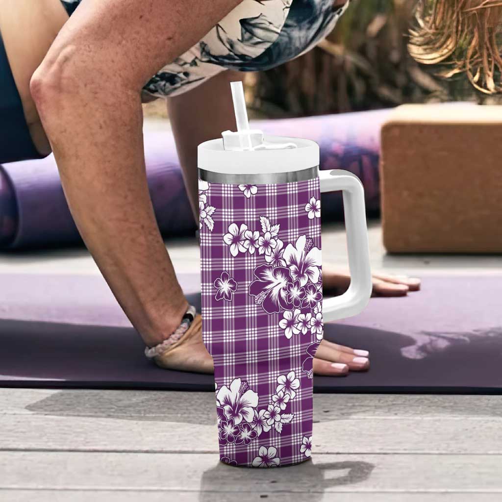 Hibiscus Pakala Sweetie Purple Tumbler With Handle Tropical Floral Stylized - Polynesian Pride