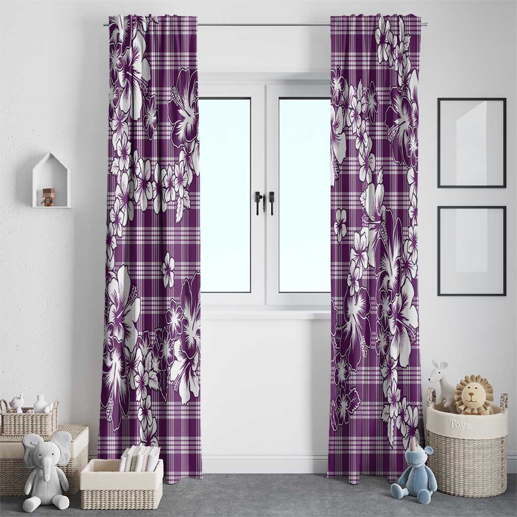 Hibiscus Pakala Sweetie Purple Window Curtain Tropical Floral Stylized - Polynesian Pride