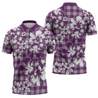 Hibiscus Pakala Sweetie Purple Zipper Polo Shirt Tropical Floral Stylized - Polynesian Pride