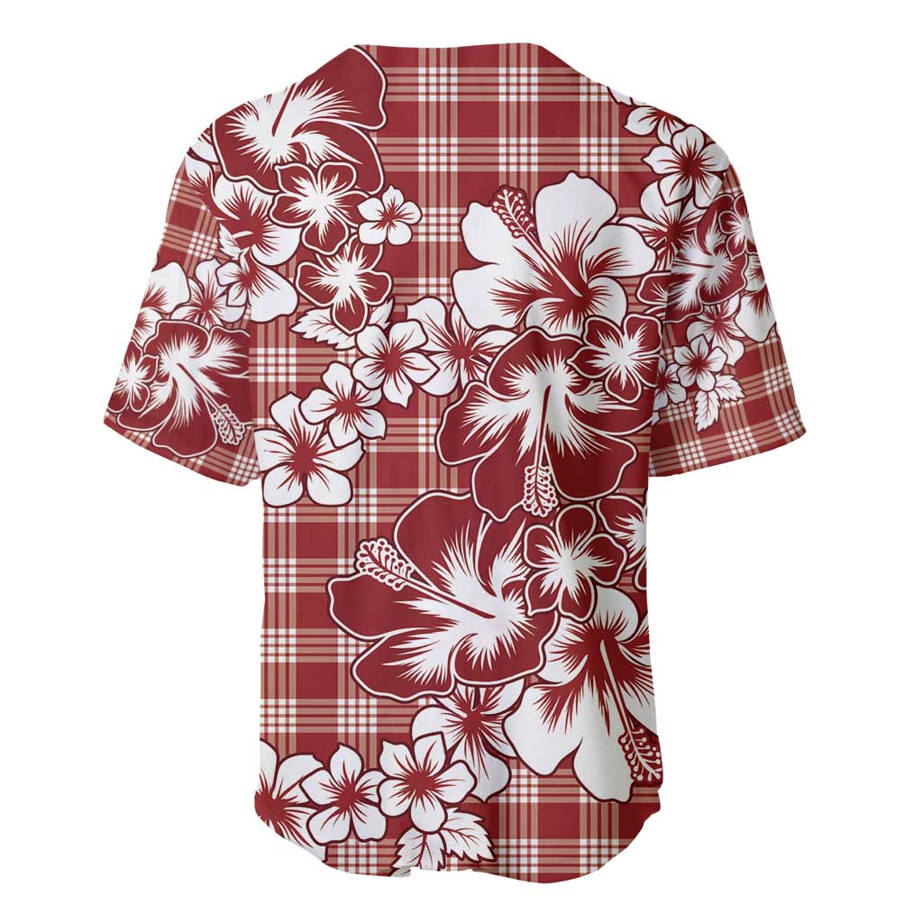 Hibiscus Pakala Fantasy Red Baseball Jersey Tropical Floral Stylized - Polynesian Pride