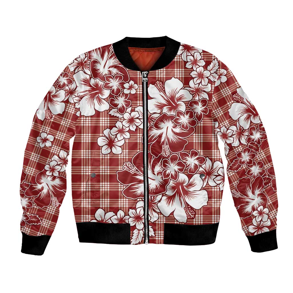 Hibiscus Pakala Fantasy Red Bomber Jacket Tropical Floral Stylized - Polynesian Pride