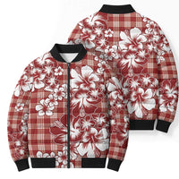 Hibiscus Pakala Fantasy Red Bomber Puffer Jacket Tropical Floral Stylized - Polynesian Pride