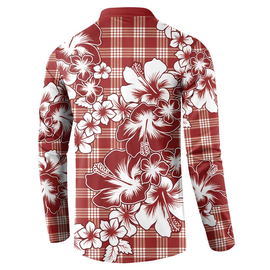 Hibiscus Pakala Fantasy Red Button Sweatshirt Tropical Floral Stylized - Polynesian Pride