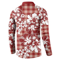 Hibiscus Pakala Fantasy Red Button Sweatshirt Tropical Floral Stylized - Polynesian Pride