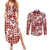 Hibiscus Pakala Fantasy Red Couples Matching Summer Maxi Dress and Long Sleeve Button Shirt Tropical Floral Stylized - Polynesian Pride