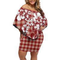 Hibiscus Pakala Fantasy Red Family Matching Off Shoulder Short Dress and Hawaiian Shirt Tropical Floral Stylized - Polynesian Pride