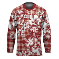 Hibiscus Pakala Fantasy Red Hockey Jersey Tropical Floral Stylized - Polynesian Pride